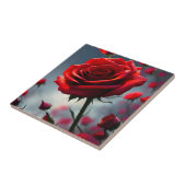 Rode roze en staafjes, keramische Tegel Tegeltje (Zijkant)