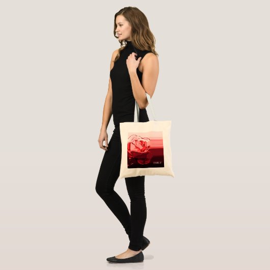 Rode roze en stropen tote bag (Voorkant (model))