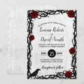 Rode roze en Thorn Lijst Rustic Fairytale bruiloft Kaart (Voorkant / Achterkant)