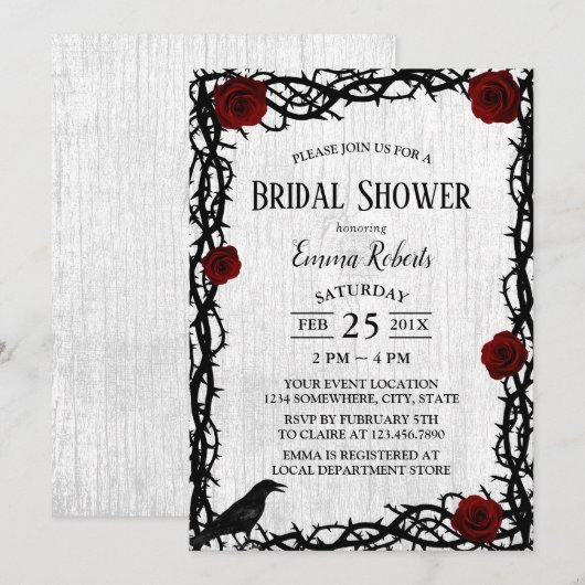 Rode roze en Thorn Rustic Fairytale Vrijgezellenfe Kaart (Voorkant / Achterkant)