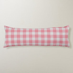 Rode roze en witte gingham geruite ruiten lichaamskussen