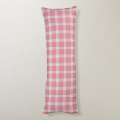 Rode roze en witte gingham ruit lichaamskussen (Achterkant (Verticaal))