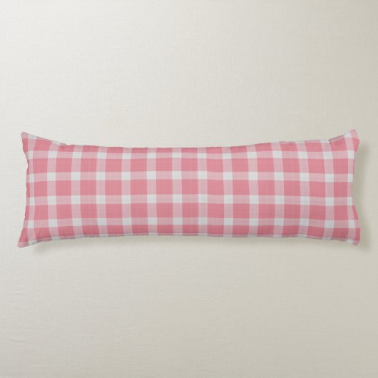 Rode roze en witte gingham ruit lichaamskussen (Voorkant)