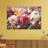Rode, Roze en Witte Pioenrozen – Abstracte Wandkun Canvas Afdruk (Insitu (Woonkamer))