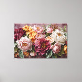 Rode, Roze en Witte Pioenrozen – Abstracte Wandkun Canvas Afdruk (Voorkant)