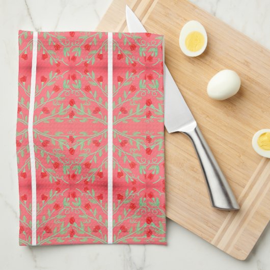 Rode roze en witte streep handdoek (Quarter Fold)