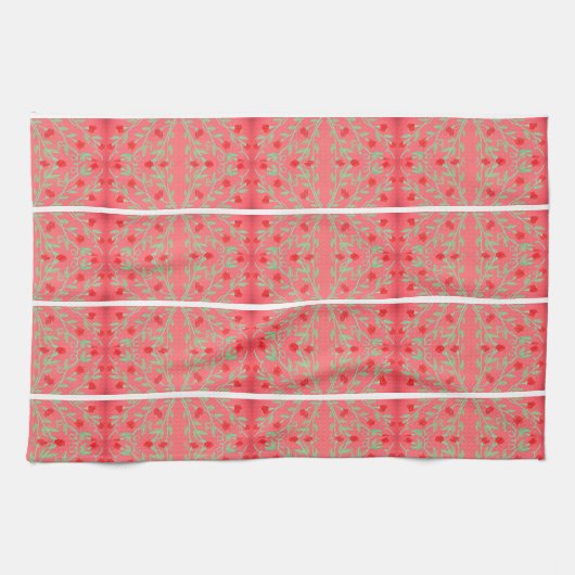 Rode roze en witte streep handdoek (Horizontaal)