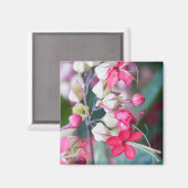Rode roze en witte tropische bloemen magneet (Voorkant / Achterkant)