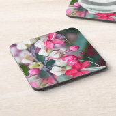 Rode roze en witte tropische bloemen onderzetter (Linkerzijde)