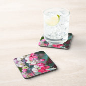 Rode roze en witte tropische bloemen onderzetter (Rechterzijde)