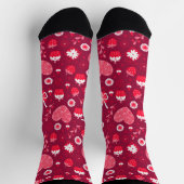 Rode roze en witte Valentijnshartenpatroon sokken (Top)