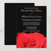 Rode roze en zwarte bruiloft kaart (Voorkant / Achterkant)