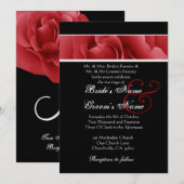 Rode roze en zwarte bruiloft kaart (Voorkant / Achterkant)