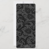 Rode roze en zwarte Floral Damask Wedding Invitati Kaart (Achterkant)