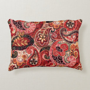 Rode, roze en zwarte Paisley Floral Accent Kussen