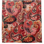 Rode, roze en zwarte  Paisley Floral Douchegordijn (Voorkant)