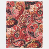 Rode, roze en zwarte  Paisley Floral Fleece Deken (Voorkant)