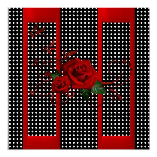 Rode roze en zwarte Poster (Voorkant)