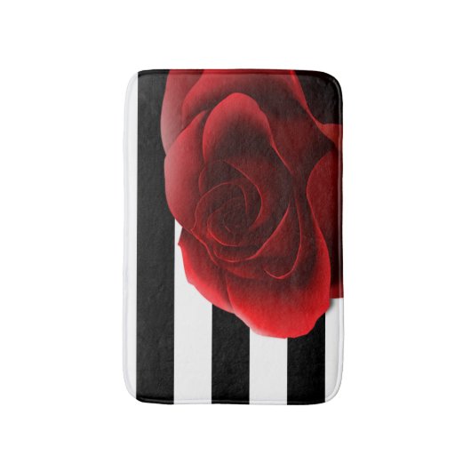 Rode roze en zwarte witte strepen badmat (Voorkant Verticaal)