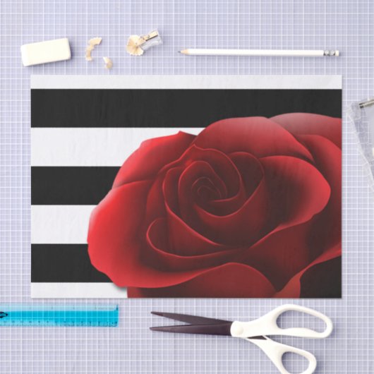 Rode roze en zwarte witte strepen tissuepapier (Craft)