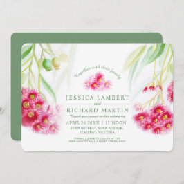 Rode roze eucalyptusnoot waterverf kaart