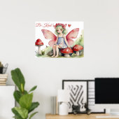 Rode Roze Fee met Paddenstoelen Wees Aardig Citaat Poster (Thuiskantoor)