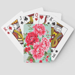 rode roze Floral Pokerkaarten