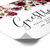 Rode roze Floral Weddenschap Poster (Hoek)