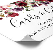 Rode roze Floral Weddenschappen en cadeaubonborden Poster (Hoek)