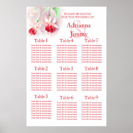 Rode roze fuchsia Huwelijks zitplaats tafel planne Poster