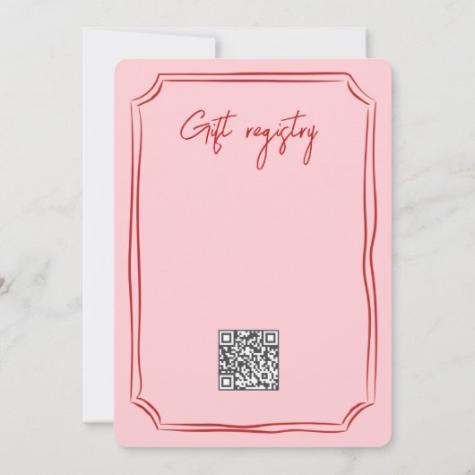 Rode Roze Funky Handwriting Bruids Brunch Kaart (Achterkant)