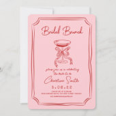 Rode Roze Funky Handwriting Bruids Brunch Kaart (Voorkant)