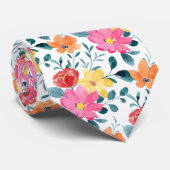 Rode roze geel en Oranje Florenz Waterverf Stropdas (Opgerold)