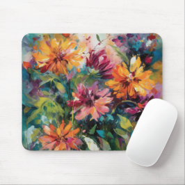RODE ROZE GELE GROENE ABSTRACTE WATERVERF BLOEMEN MUISMAT