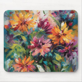 RODE ROZE GELE GROENE ABSTRACTE WATERVERF BLOEMEN MUISMAT