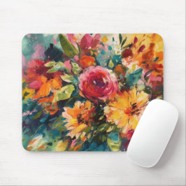 RODE ROZE GELE GROENE ABSTRACTE WATERVERF BLOEMEN MUISMAT
