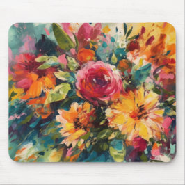 RODE ROZE GELE GROENE ABSTRACTE WATERVERF BLOEMEN MUISMAT