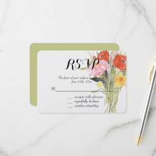 Rode Roze Gele Ranunculus Bloemen RSVP Kaartje