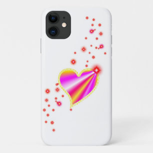 Rode roze gele regenboogkunst met sterren iPhone 11 hoesje
