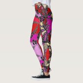 Rode Roze Gele Zwarte Bladeren Abstract Leggings (Links)