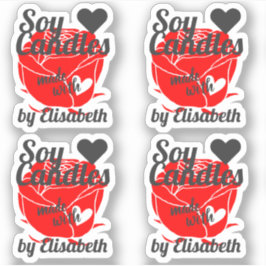  rode roze gemaakt met hartenpittenkaarsen sticker