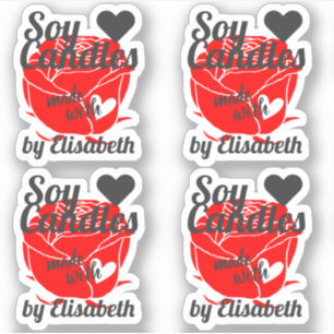rode roze gemaakt met hartenpittenkaarsen sticker