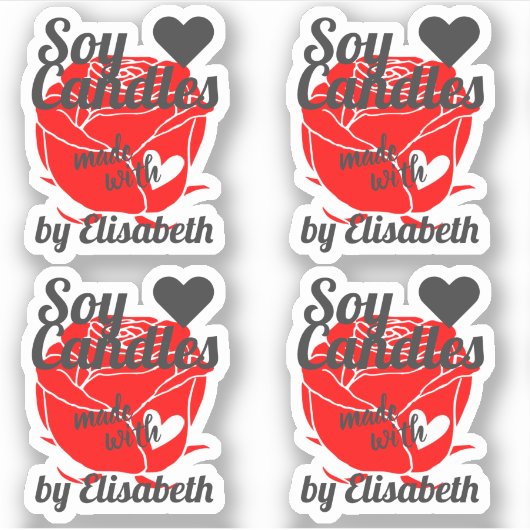 rode roze gemaakt met hartenpittenkaarsen sticker (Voorkant)