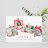 Rode & Roze Glitter Foto Cadeaudozen Kerstmis Feestdagenkaart (Staand voorkant)
