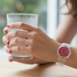 Rode Roze Glitter Heldere Band Dameshorloge Horloge