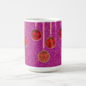 Rode Roze Glitter Kerstmis Ballen Mok (Center)