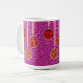 Rode Roze Glitter Kerstmis Ballen Mok (Voorkant links)