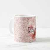 Rode Roze Glitter Vlinders Koffiemok (Voorkant links)