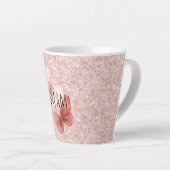 Rode Roze Glitter Vlinders Latte Mok (Rechterhoek)