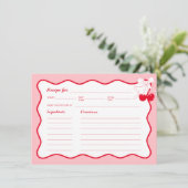 Rode Roze Golvende Strik Kersen Bruiloftsfeest Rec Kaart (Staand voorkant)